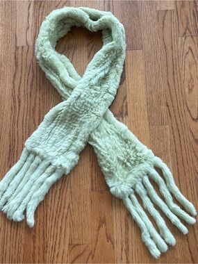 Anne Klein Light Green Fur Scarf